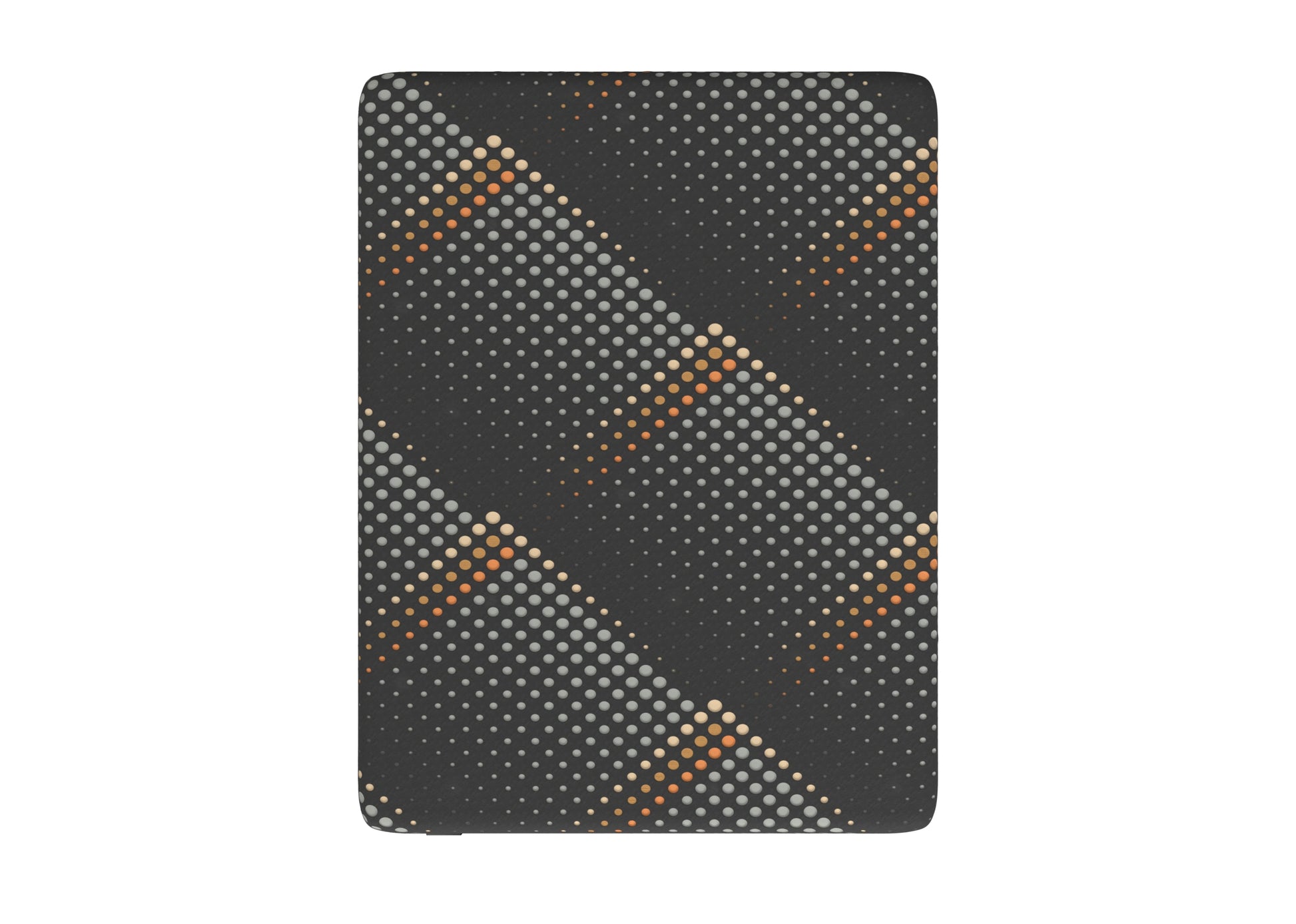 Rectangular object with a patterned design on a white background