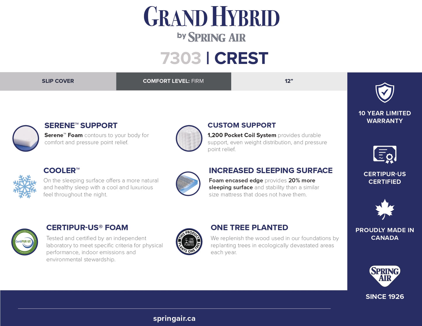 Spring Air Crest Hybrid Mattress | Canadian Made Mattress