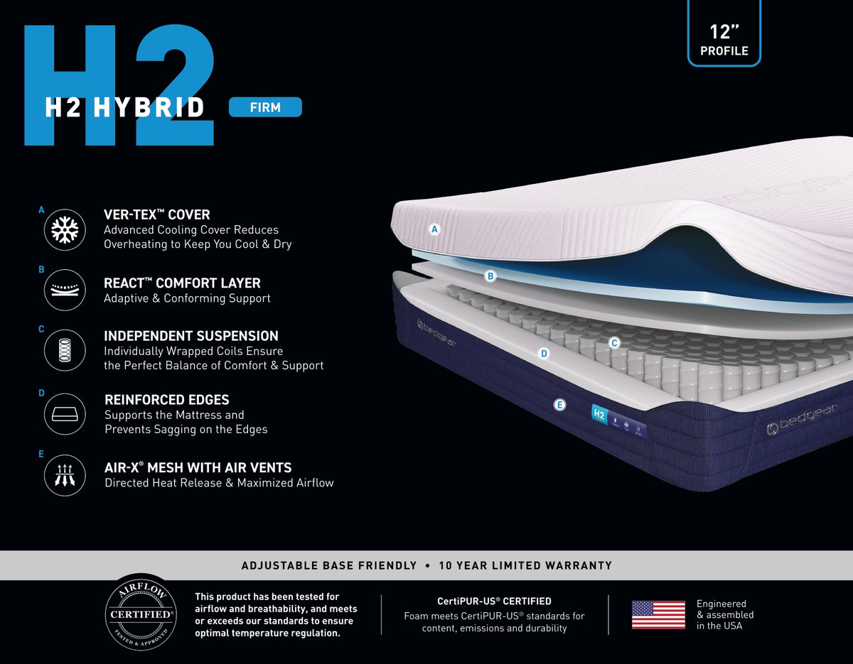 BEDGEAR H2 Hybrid Performance Mattress