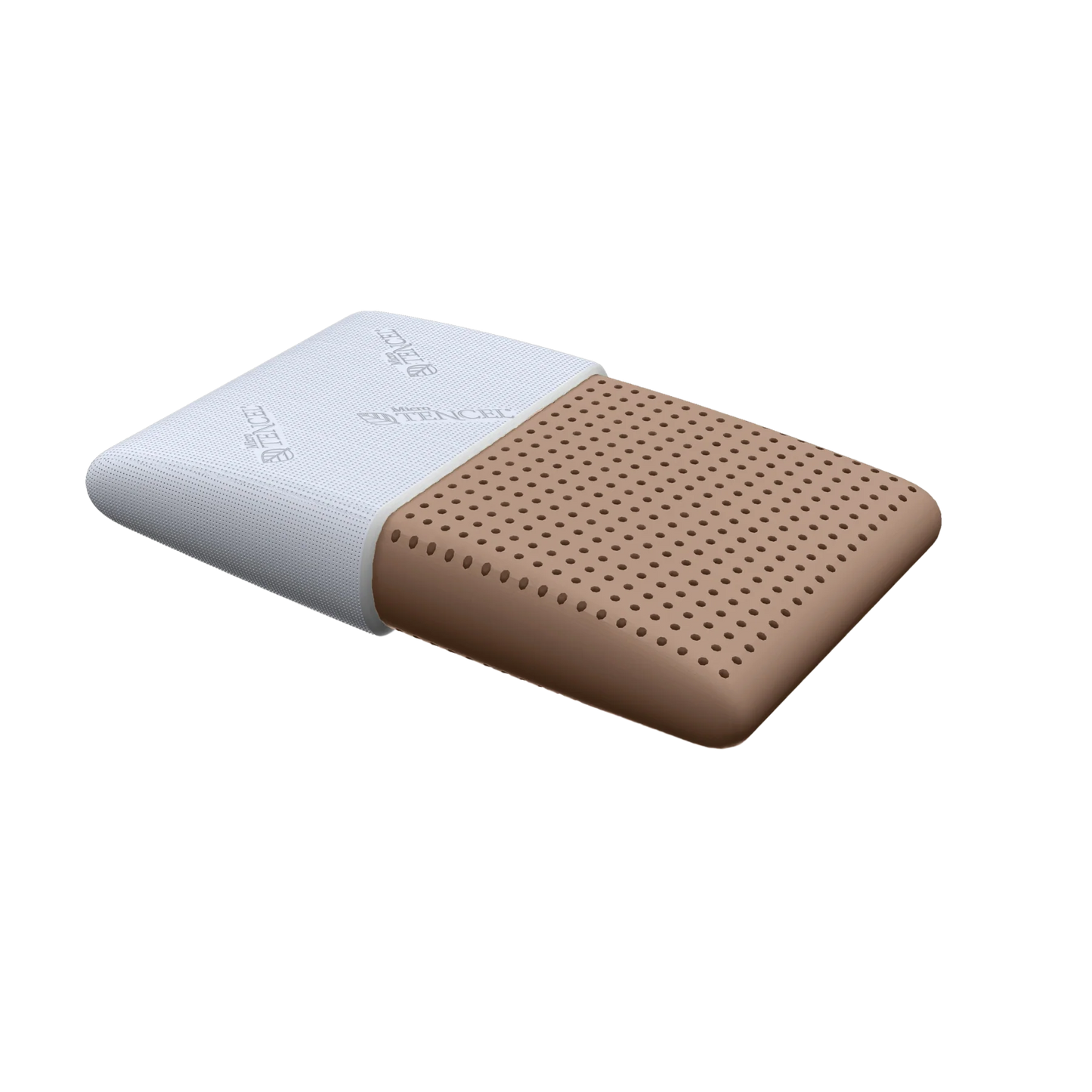 White and brown pillow on a white background