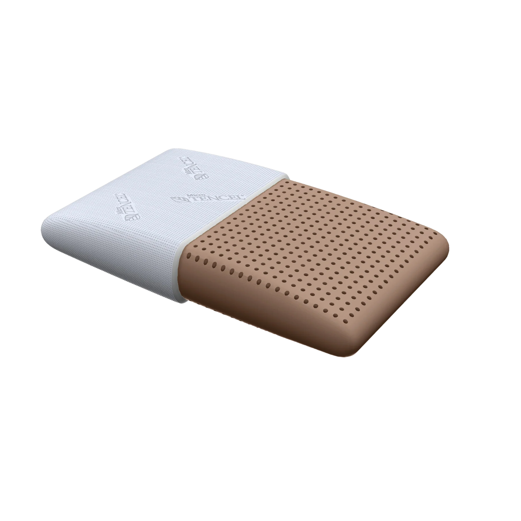 White and brown pillow on a white background