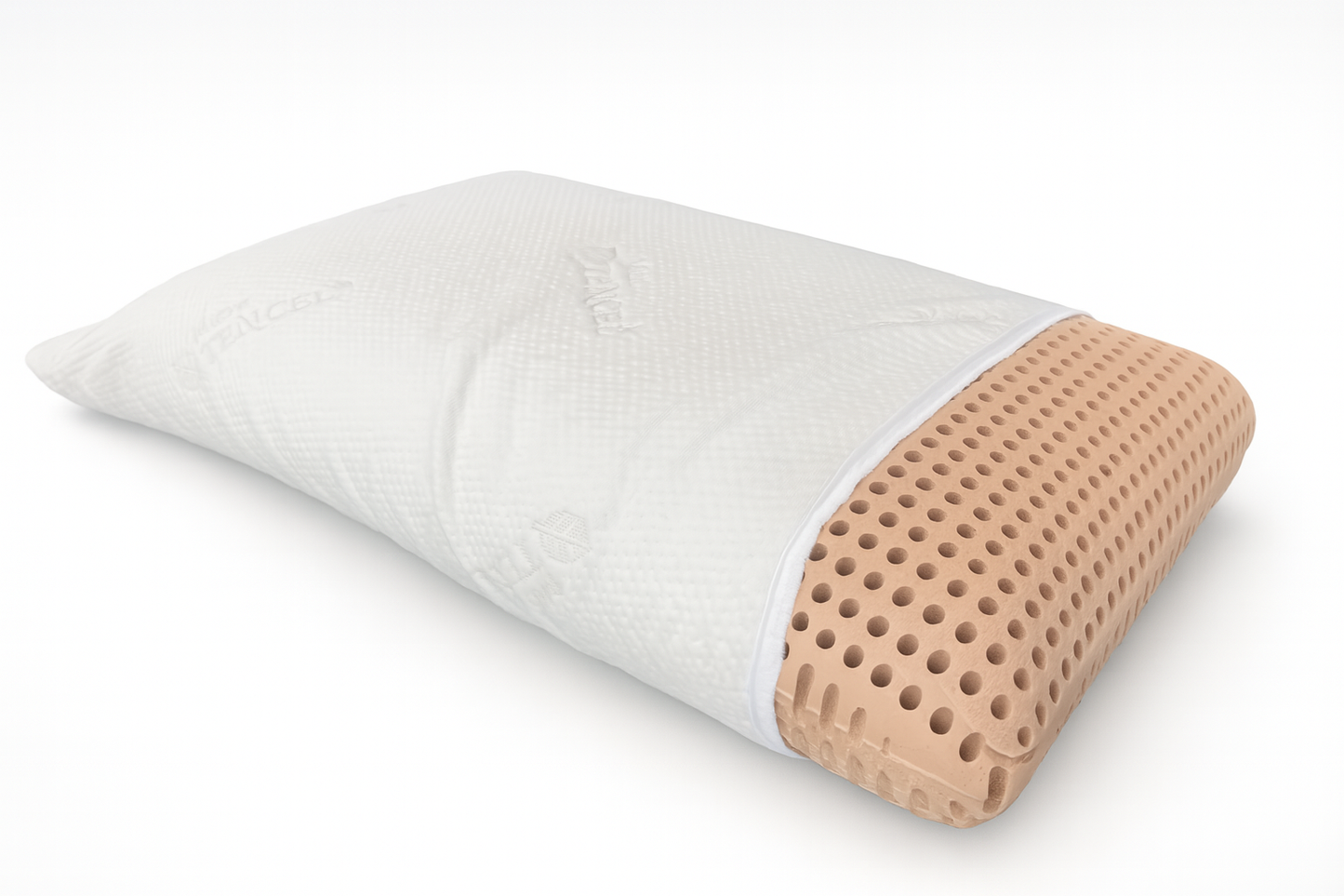 Foam pillow with a honeycomb pattern on a white background
