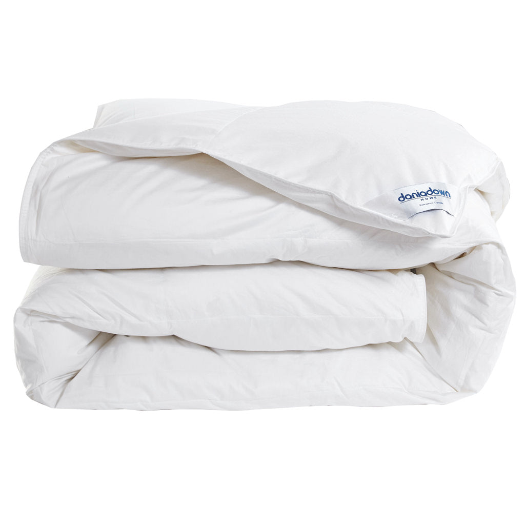 View of the white Acadia Down Duvet when folded