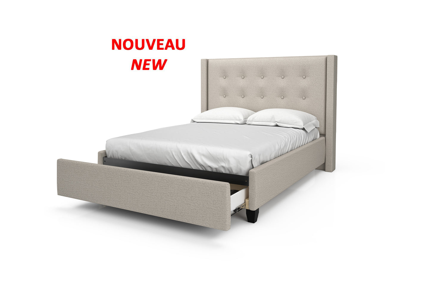 Beaudoin Edwin Upholstered Bed Frame with Storage Footboard