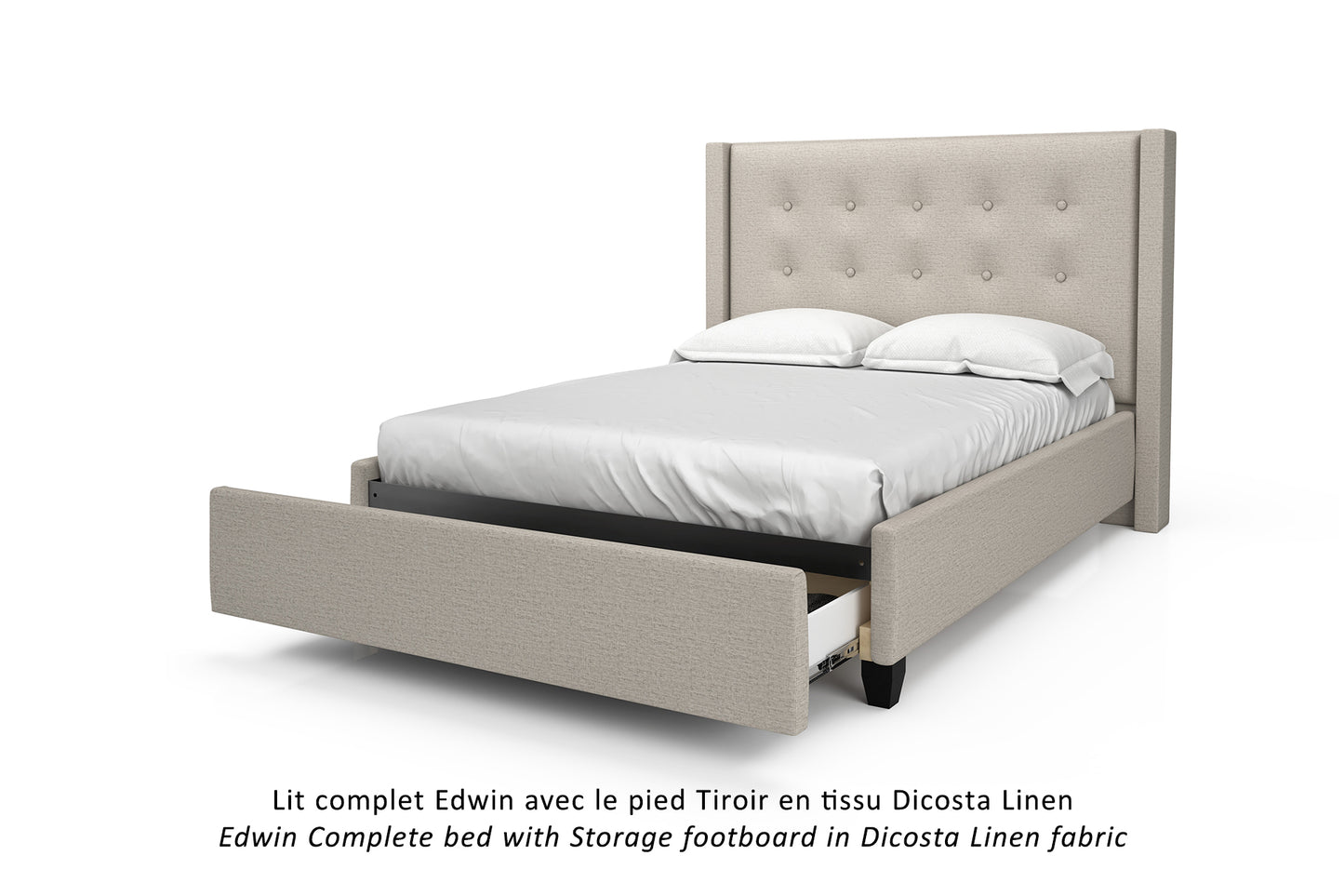 Beaudoin Edwin Upholstered Bed Frame with Storage Footboard