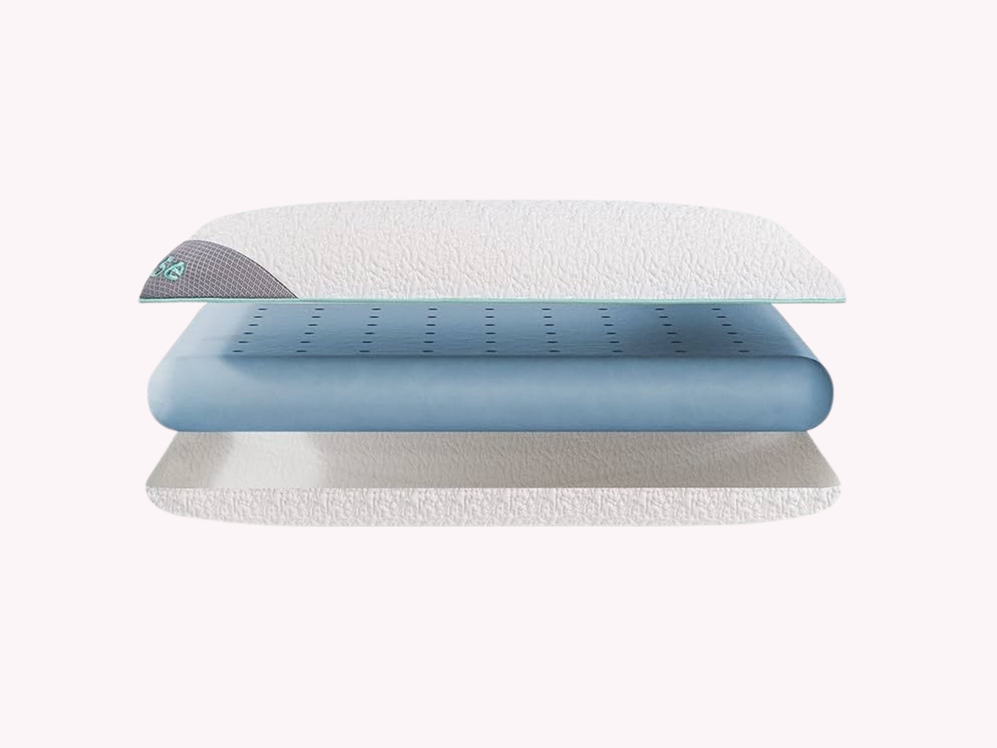 Stack of three foam layers on a white background