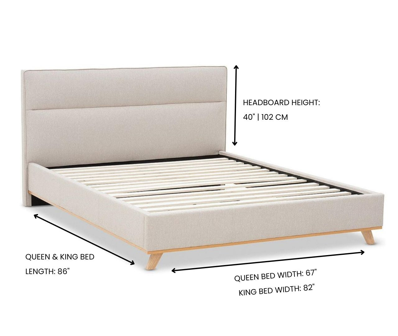 Rochelle Upholstered Bed – Platform Bed with Headboard