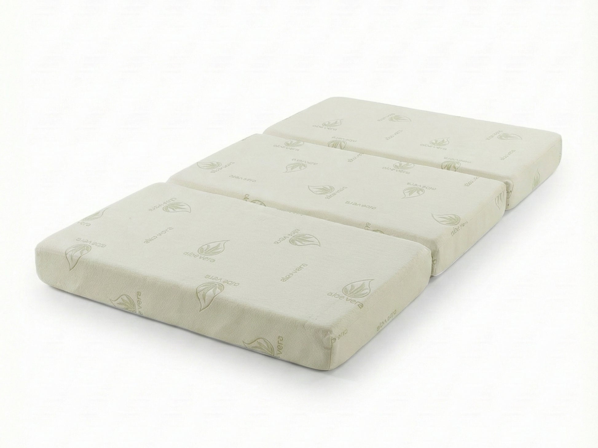 Three-sectioned mattress pad on a white background