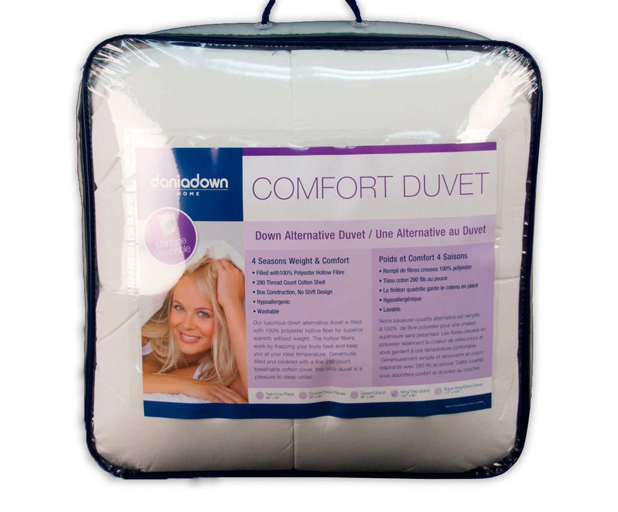 Case to storage the Down Alternative Duvet by Daniadown, transparent bag with firm handle on top