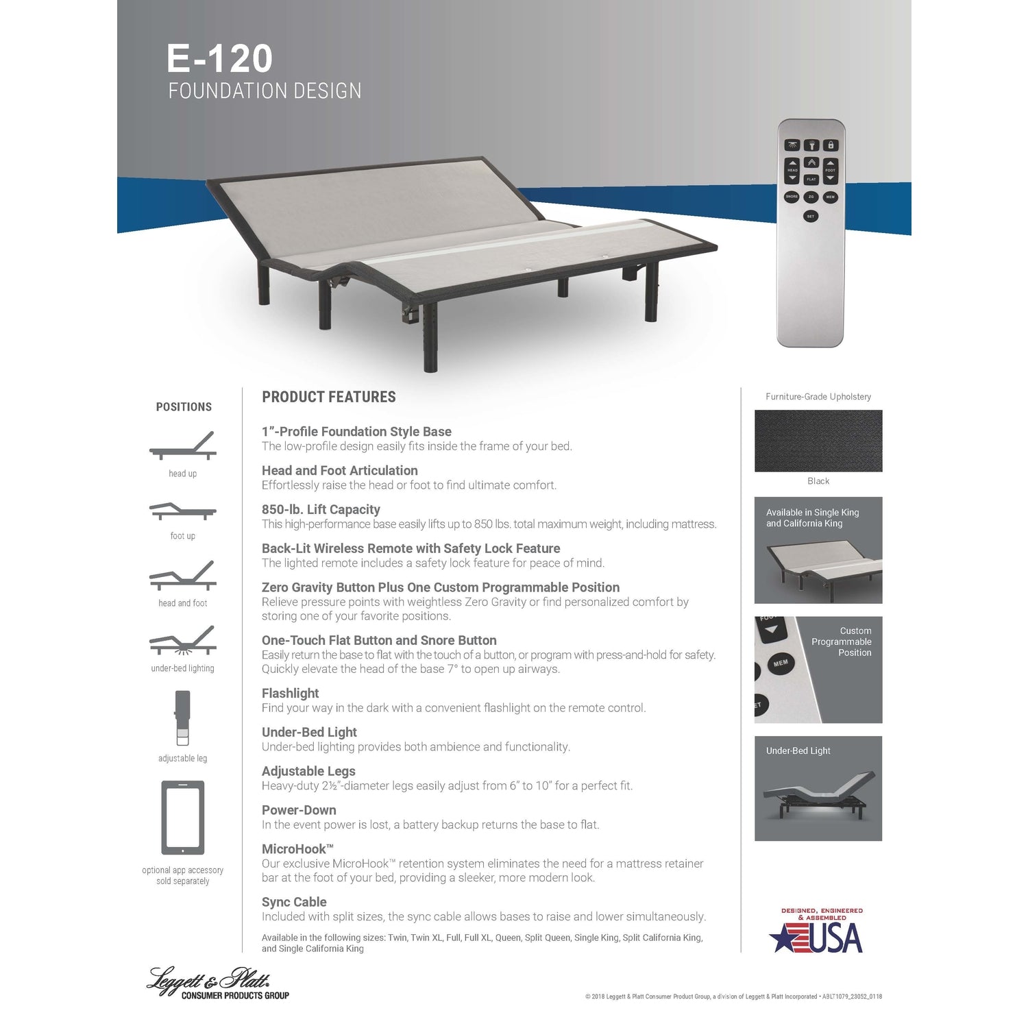 Leggett & Platt E-120 Foundation Adjustable Base Foundation Design