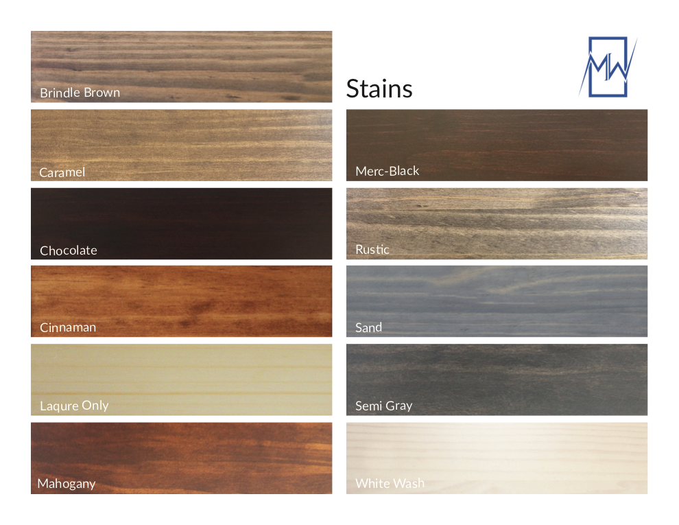 Different stains of Mako platform bed